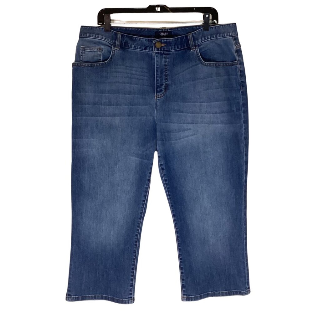 Chaps Cropped Jeans Women’s 16 W Blue Denim Crop Capri Stretch